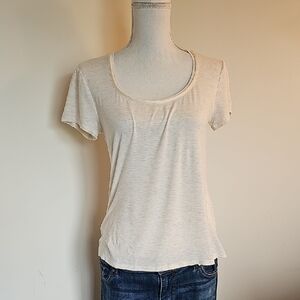 White House Black Market Cream Short Sleeve Tee